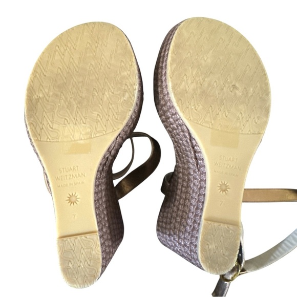 Stuart Weitzman Alex Wedge Liquid Metallic Leather Size 7 - Picture 7 of 9